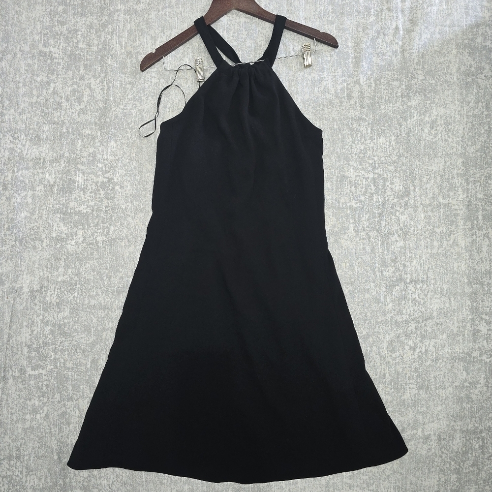 Theory Nayline R Crepe Tie-Waist High-Low Halter Dress, Black - Size 6 - Picture 2 of 8